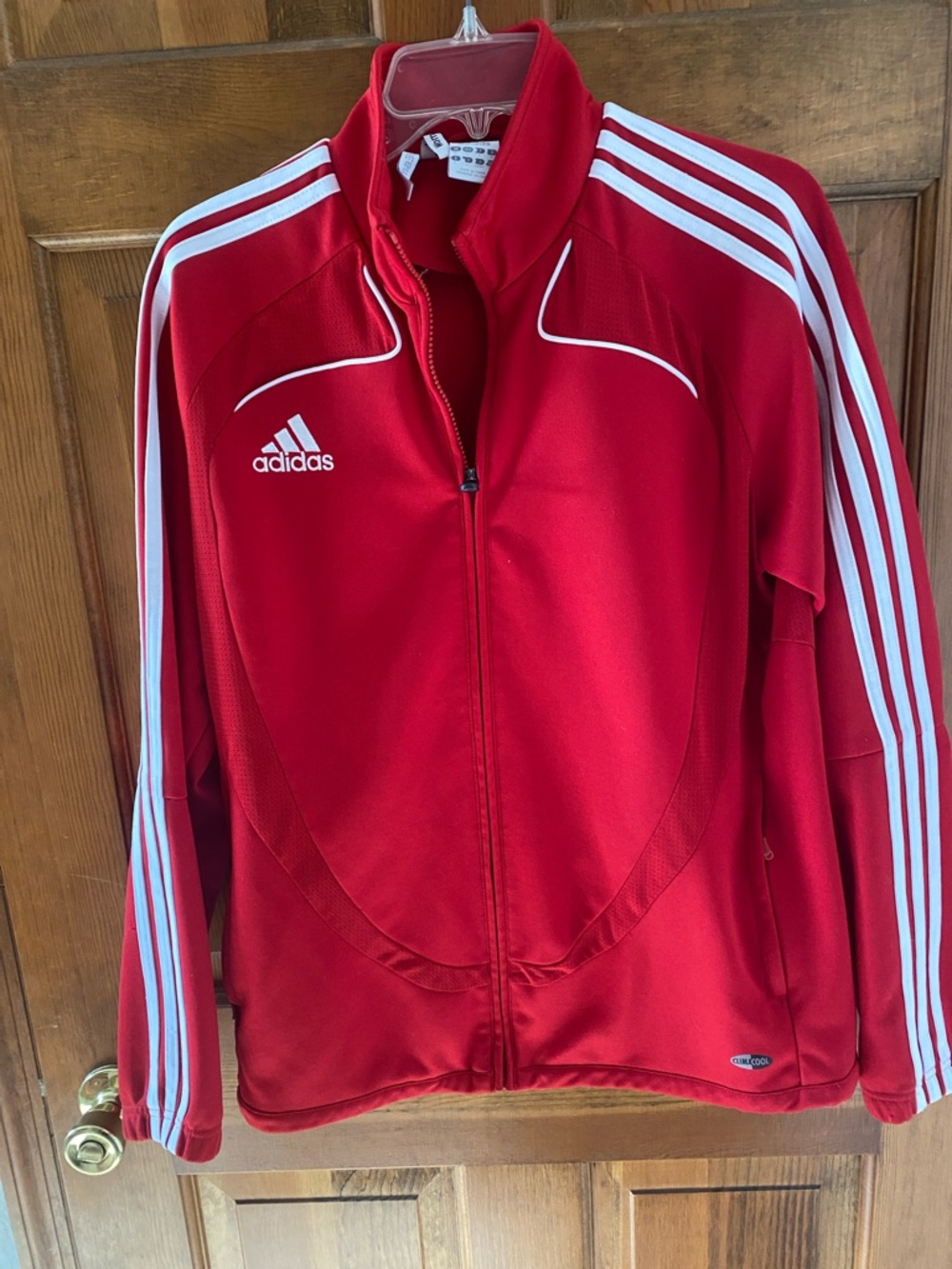 adidas Clima365 Red Full-Zip Track Jacket with White Stripes size L